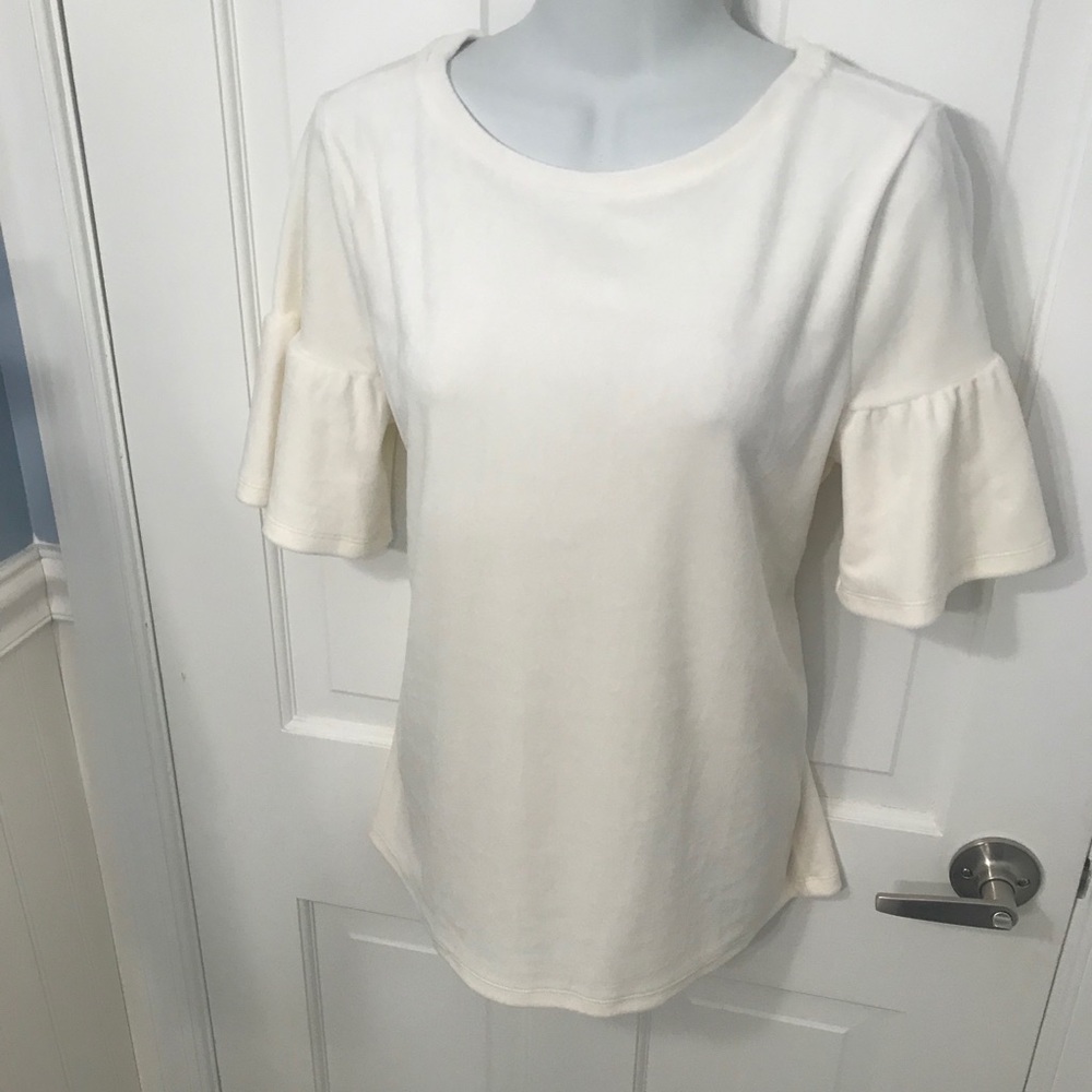 Loft ivory velvet top